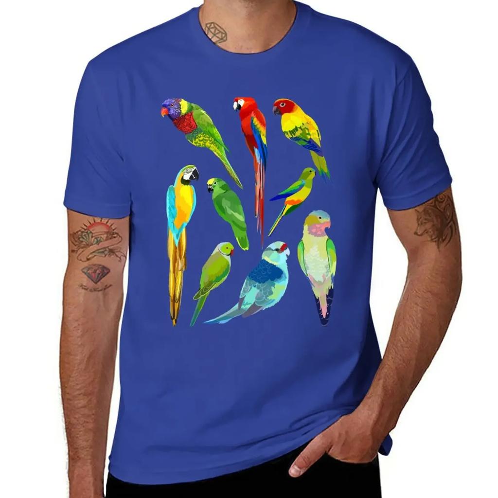 Parrots T-Shirt blacks plain men clothing