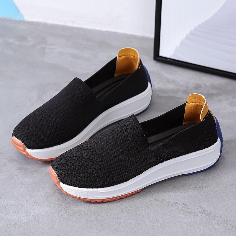 Women's Breathable Knit Slip-On Shallow-Mouth Casual Sports Shoes, Available In Large Sizes.
