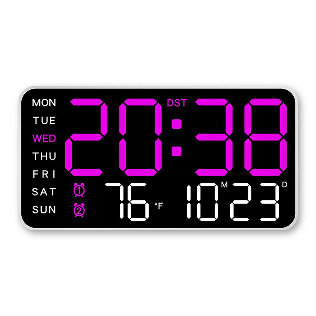 Voice-Activated Wake Up Alarm Clock Adjustable 12/24H LED Digital Wall Clock Control Temperature Date Brightness Hanging Clock