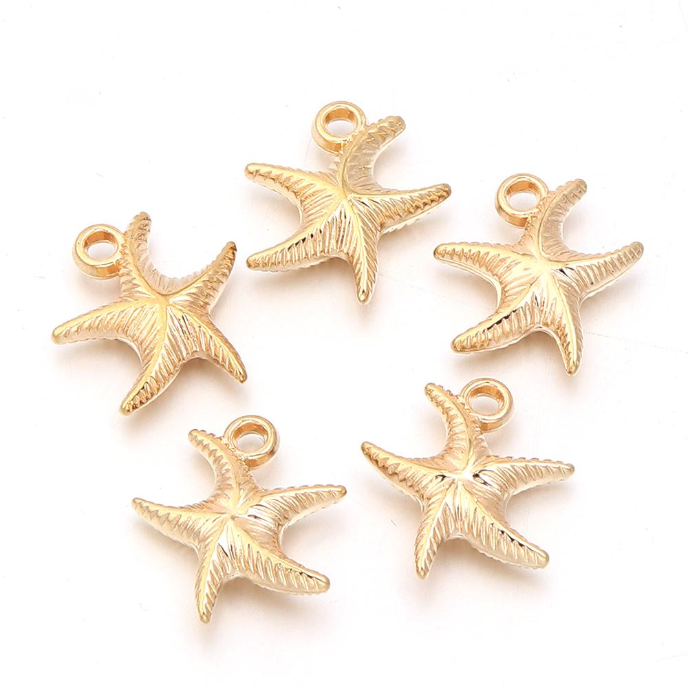 50pcs/lot CCB Starfish Charms Marine Animal Pendants For Jewelry Making DIY Bracelet Necklace Pendant Keychain Accessories