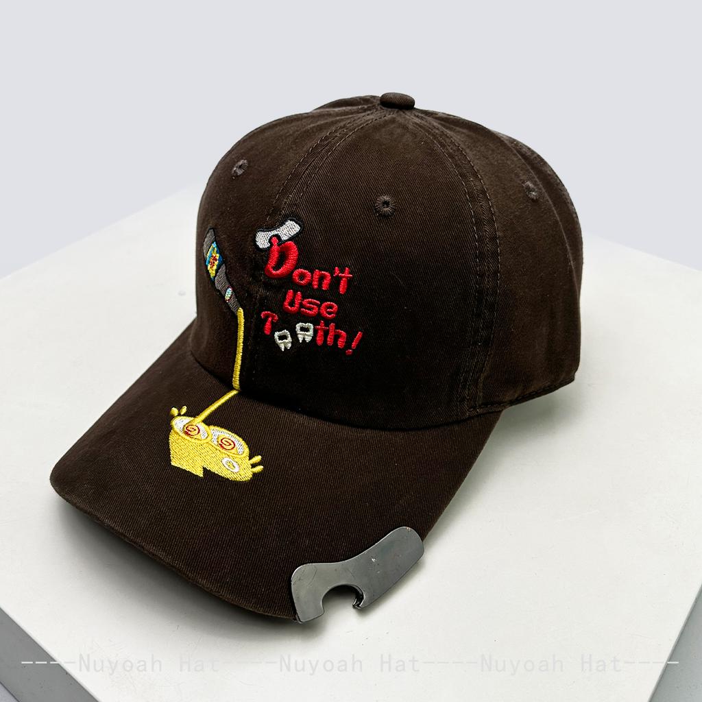 And Women Interesting Letter Print Embroidery Baseball Caps Sun Protection Bottle Opener All-Match Niche Style Peaked Hats Personalized Trendy Ins