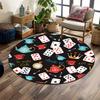 Alice In Wonderland Tea Party Design Print Round Rug, Living Room, Bedroom, Playroom Carpet, Non Slip Floor Mat, Gift