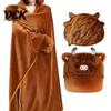 Animal Themed Blanket Wearable Hoodie, Adults Oversized Fleece Sweatshirt Lightweight Warm Sleepwear, Halloween Cosplay Costume Plush Hooded