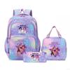K-Pop Inspired Cartoon School Backpack Set Teen Girls 3pcs Lunch Bag Main Pencil Case Arc Shoulder Straps British Style