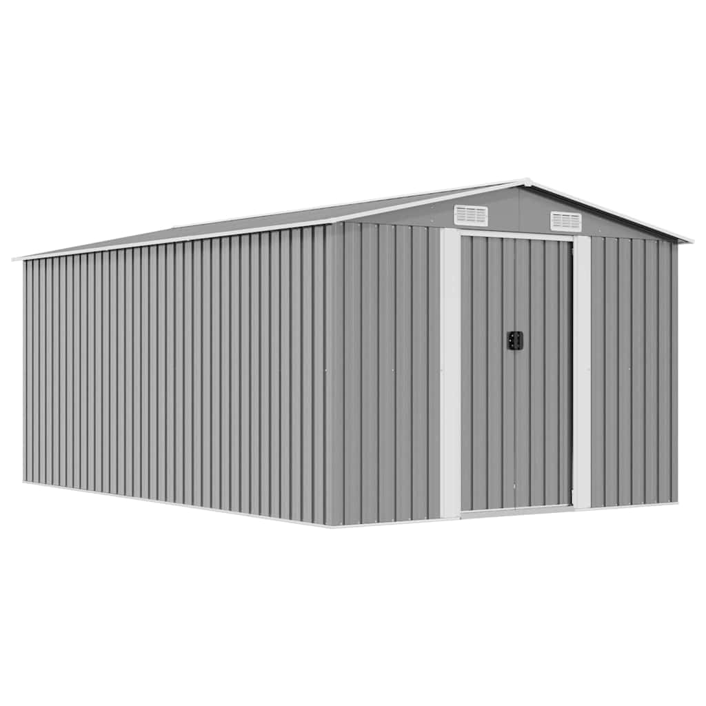 vidaXL Gerätehaus 257x392x181 cm Metall Grau graue