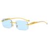 Cheetah Frameless Retro Square Sunglasses for Men & Women - Leopard Metal Design 2572