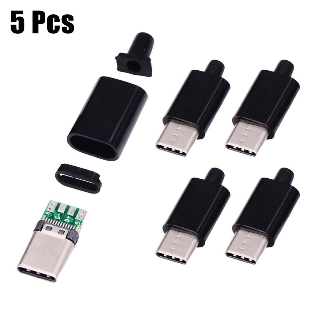 

Easy to Install USB C Male Connector 5PCS with Black/White Shell for PCB Board
