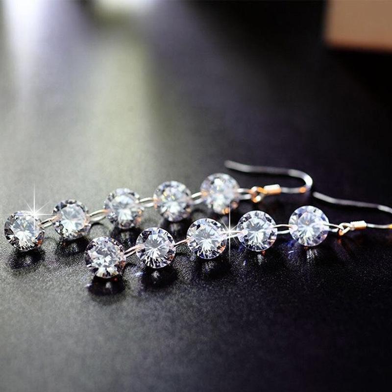 Korean Zircon Water Drop Tassel Earrings - Elegant and Chic Style