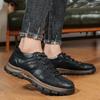 Leisure Outdoor Hiking Low Top Shoes, Autumn and Winter Men's Sports Leather Shoes, Lace Up Style, Anti Slip Hiking Travel Shoes