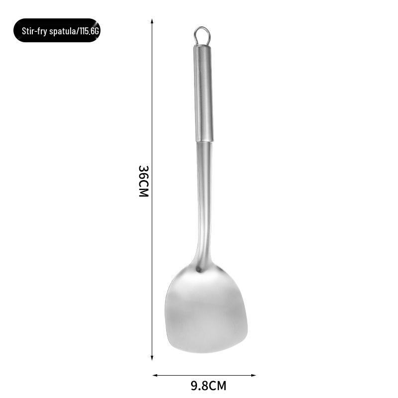 Complete Stainless Steel Kitchenware Set: Spatula, Slotted Spoon, Soup Spoon, Frying Pan Spatula, Rice Spoon, Stir-Fry Spatula
