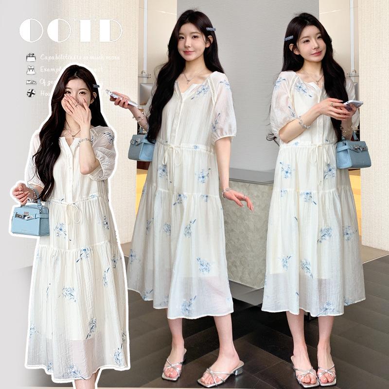 Elegant Lightweight Maternity Dress – Trendy, Breathable Short Sleeve Summer Wear for Moms Large