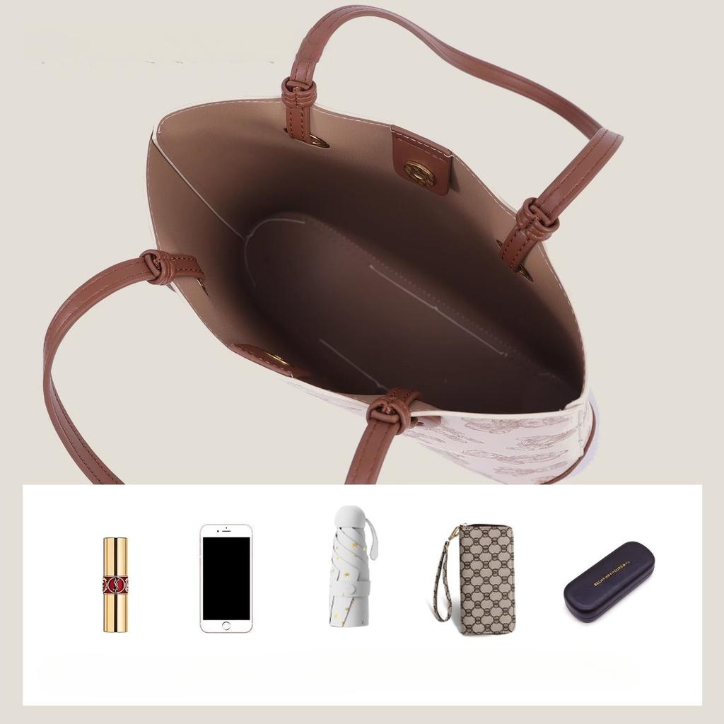 Tote Bag Stylish Cartoon Bear Print Shoulder Bag Everything Commuter Bucket Bag