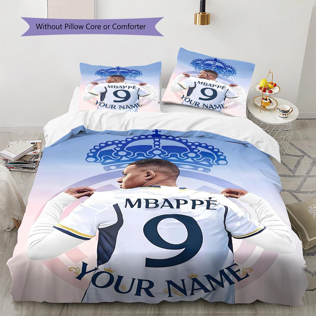Mbappe Legenda Vzor s vlastním jménem Sada povlečení Přikrývka Potah na přikrývku Povlak na polštář Domácí Dárek k narozeninám(1 * povlak na peřinu + 2 * povlak na polštář, bez jádra)
