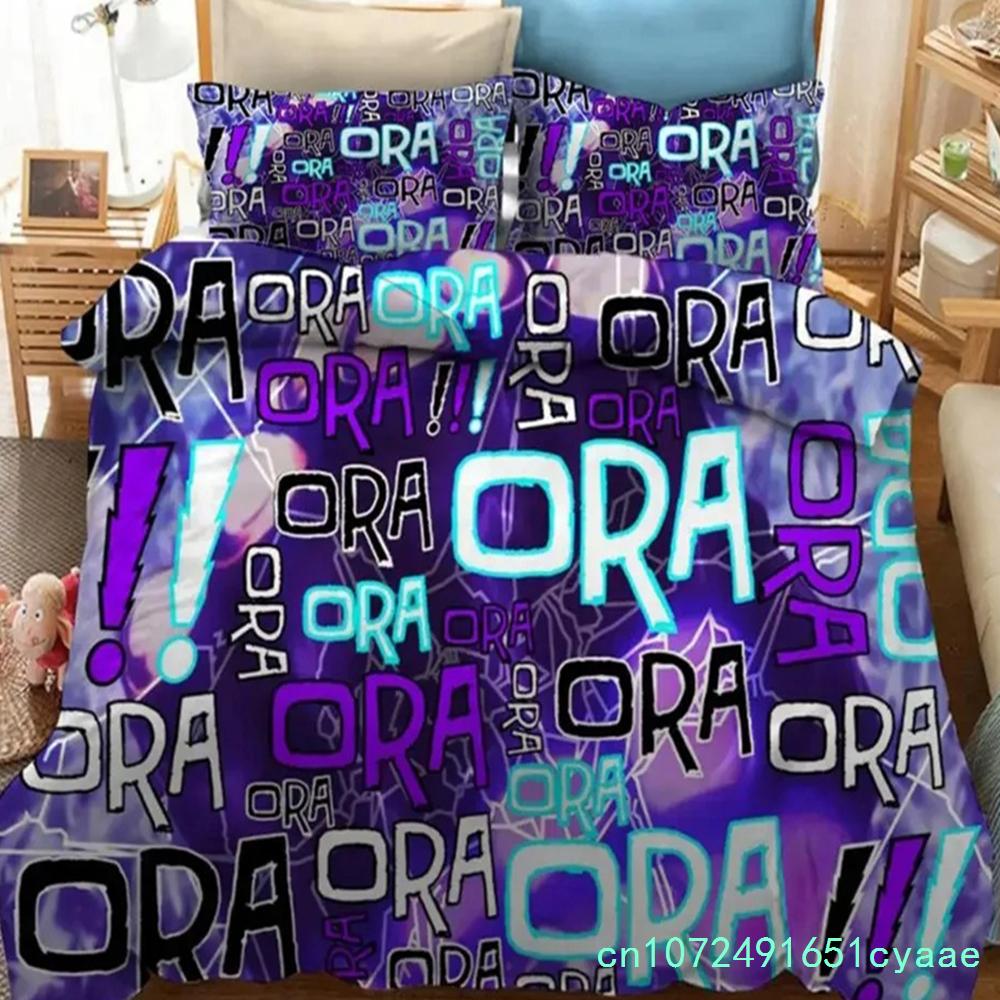 Impression 3D Anime JoJo's Bizarre Adventure Jotaro Kujo Ensemble de Literie Garçons Filles Taille Jumeau Reine Housse de Couette Taie d'Oreiller Lit Garçons Adultes EU single(135x200cm)