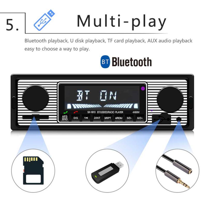 Car Mp3 Player Hd FM Radio Bluetooth-compatible Hands-free Call U Disk Card Aux Radio With Remote