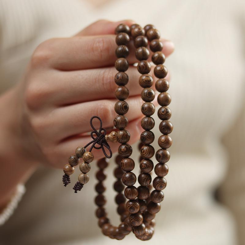 108 Rosenholz-Perlenarmband Natürliches Duftendes Sandelholz Gebets-Buddha Meditation Holz-Yoga-Perlen Retro-Halsketten für Männer Frauen