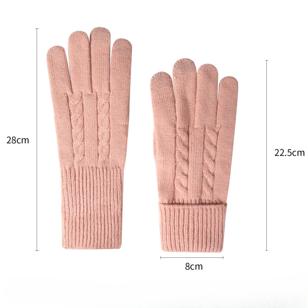 Winter Women Knit Gloves Fleece Lined Thick Warm Gloves Outdoor Riding Touchscreen Gloves