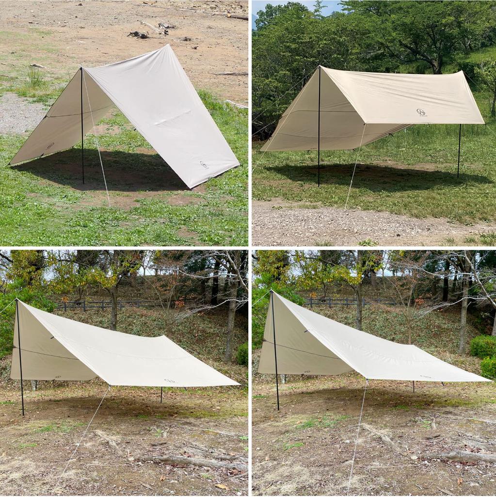 Hexagon Tarp WINGEAR Wide Tarp with 2 Poles and Peg with Rope Water Pressure Resistance 2000mm Water Repellent Treatment UV Protection Tarp Set