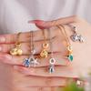 Sweet Cute Zircon Fish Shell Turtle Charms Necklaces for Women Girls Stainless Steel Chain Fashion Jewelry Accessories Gifts