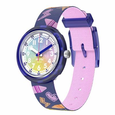 Swatch Rainbow Crayons FPNP173 Fioletowy Zegarek Dziewczęcy