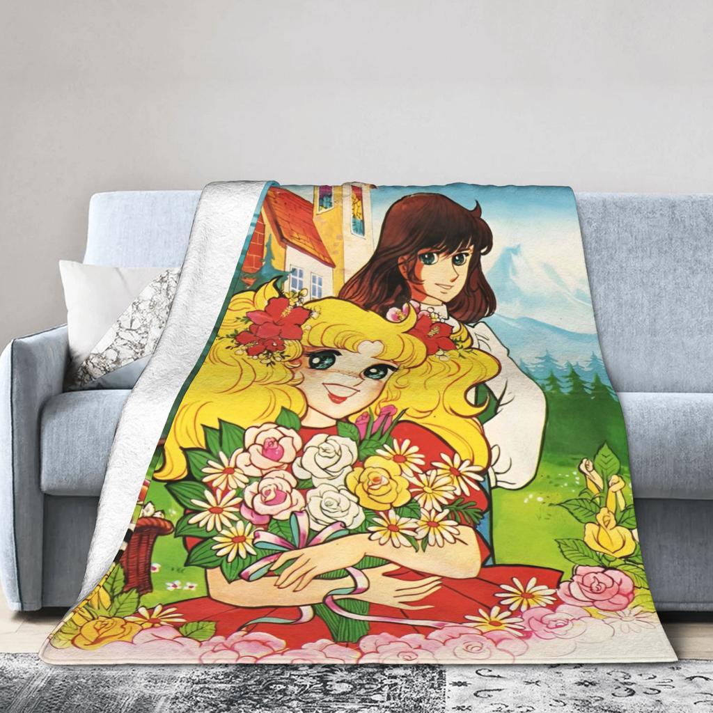 Candy Candy Anime Manga Blankets Romance Plush Funny Soft Throw Blankets for Chair Covering Sofa Autumn/Winter