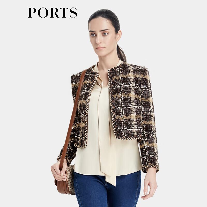 PORTS Women's Autumn/Winter Hand-Woven Tweed Jacket