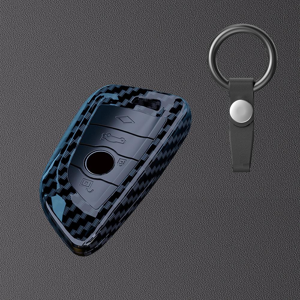 Applicable To BMW X1x3 Carbon Fiber Pattern Key Cover 1 Series 3 Series 5 Series 8 Series 320li Protective Case X5X6 Bag 530 Case Buckle