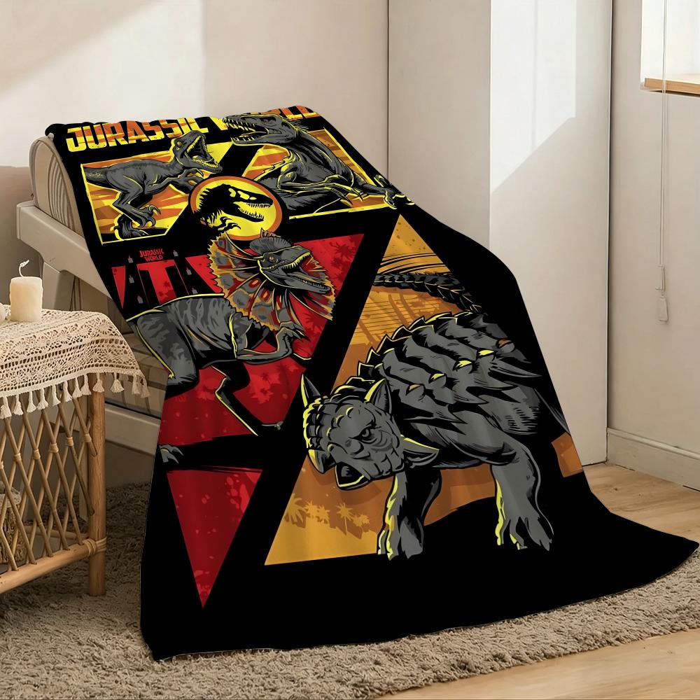 Jurassic Park Throw Lightweight 240g Flannel Blanket Soft Skin-friendly for Summer Cooling