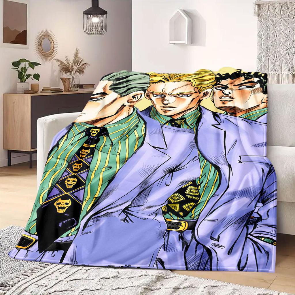 JOJO anime Flannel Blanket Warm,Comfortable,Suitable for Bedrooms,Sofas,Beds,Chairs,Picnics,Travel