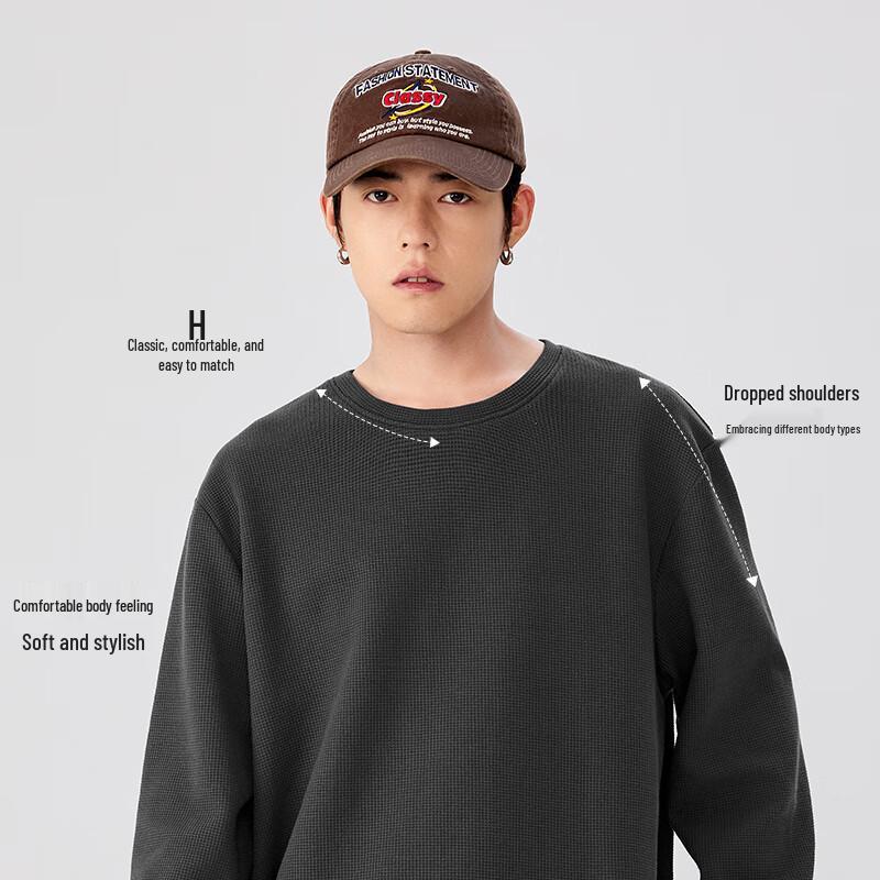 MINISO Men's Waffle Texture Long-Sleeve T-Shirt