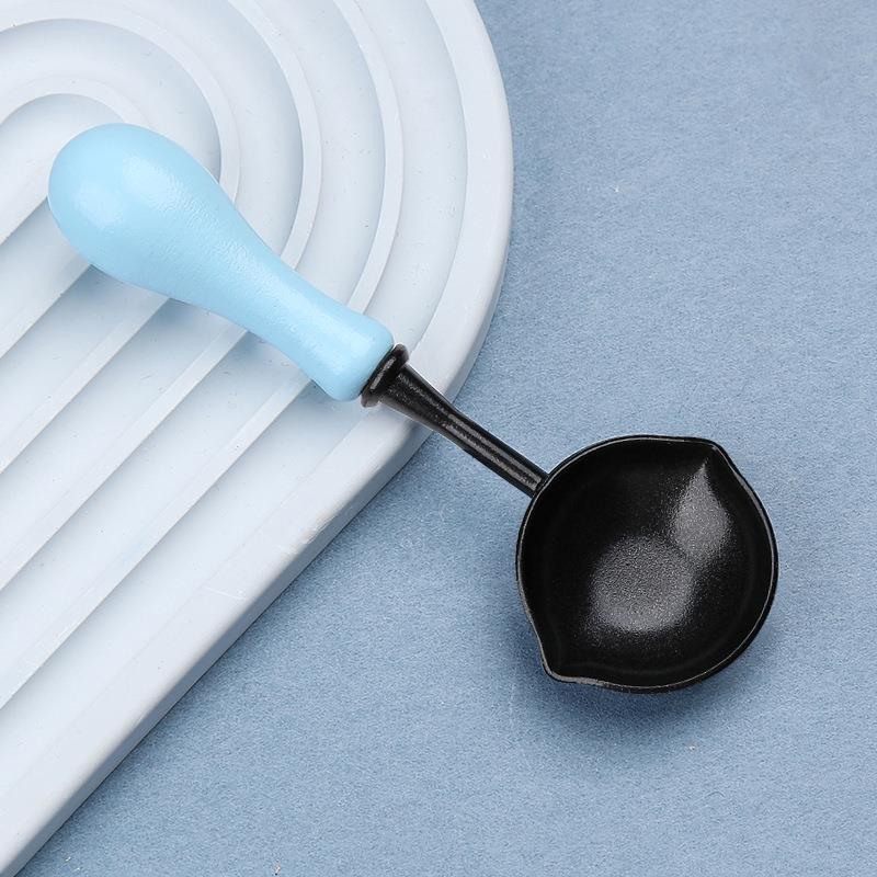 Sealing Wax Non-Stick Spoon Anti-Hot Wood Handle Retro Wax Stamping Spoons Fire Paint Melting Firing Stamp Metal Tool