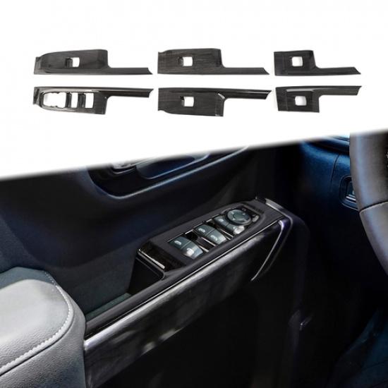 Door Window Control Lift Switch Button Panel For Chevy Silverado 19+ Black Wood