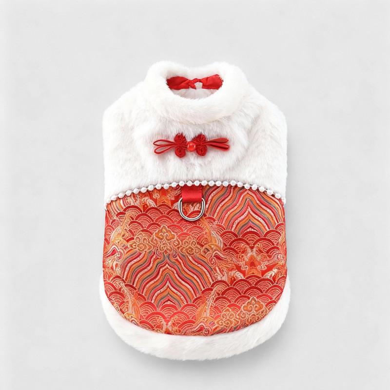 

New Year Pet Apparel Winter Dog Clothes Coat Tang Suit Spring Festival Dog Clothing Cheongsam Cat Puppy Poodle Schnauzer Costume XS（old）