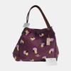[Pre-Owned] Tote Bag Purple Red Leather Printed Shoulder Handbag - Very Good #MT49OO