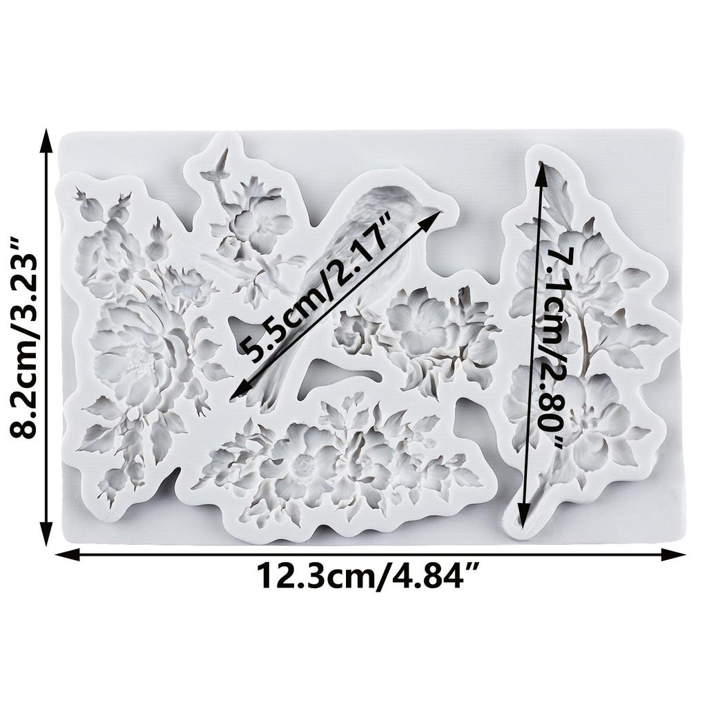 Birds Silicone Molds Flower Leaves Fondant Mold Cake Decorating Tools Cupcake Topper Candy Chocolate Gumpaste Mold