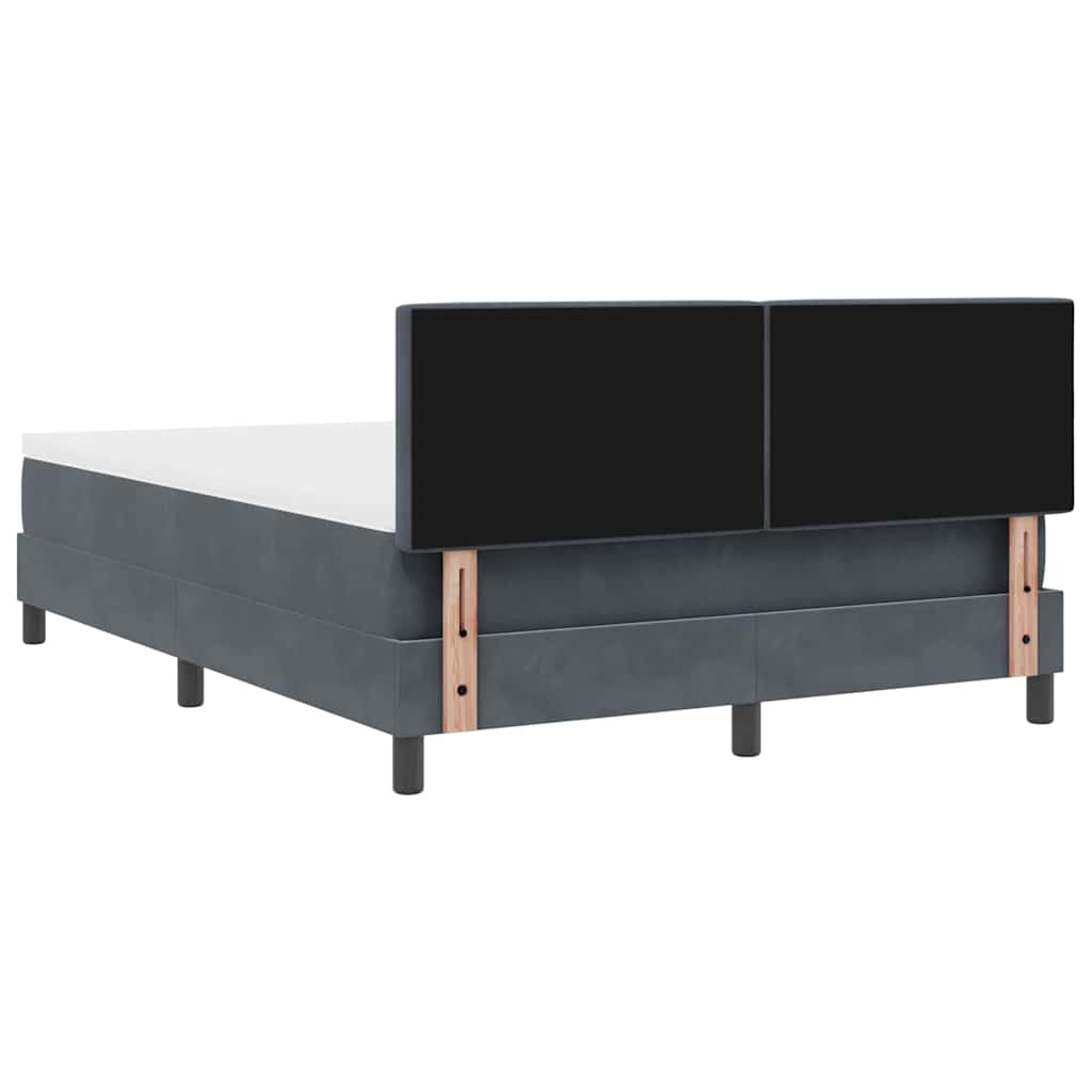 LED Box Spring Bed with Headboard Dark Grey 140 X 200 Cm Velvet