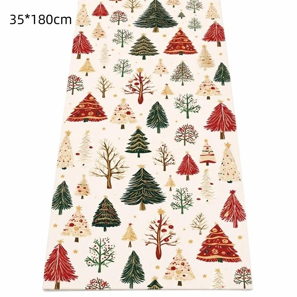 Mixed Pine Tree Pattern Holiday Tablecloth Polyester Party Table Decor Table Runner  Festive Dining