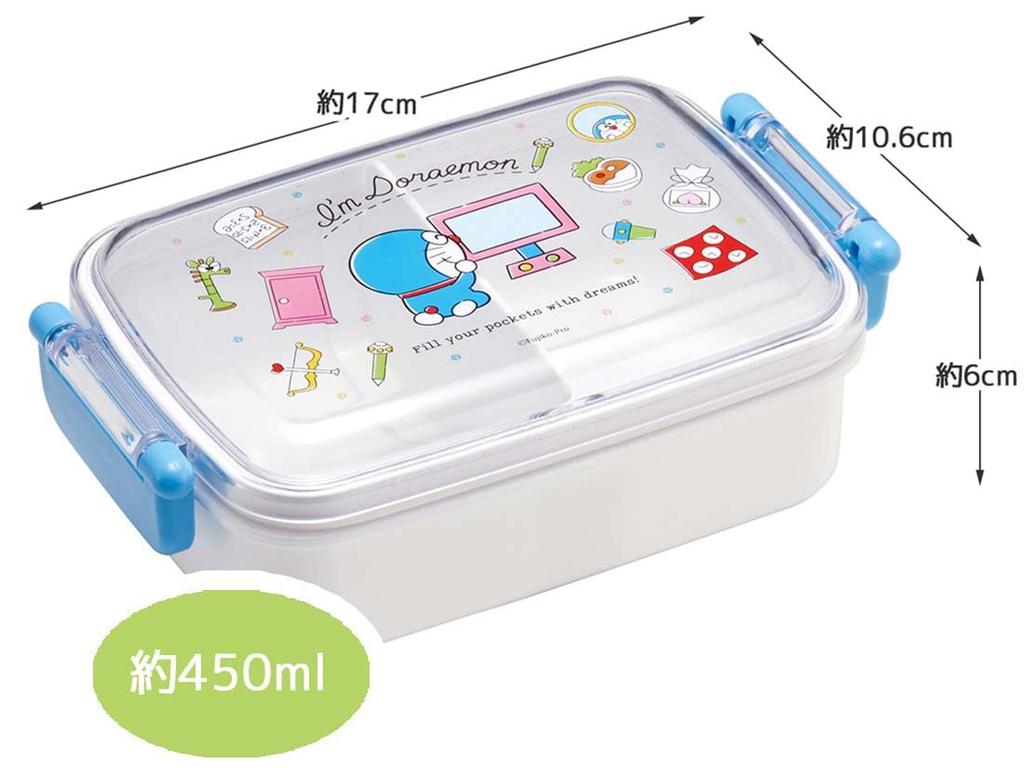 Skater Lunch Single Domed Design with Doraemon and Sanrio Made in Japan Children's Box, Tier, 450ml, Design, Antibacterial, (RBF3ANAG-A)