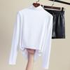 Modal semi-turtleneck bottoming shirt women's spring and summer long-sleeved t-shirt with new women's clothing thin black top