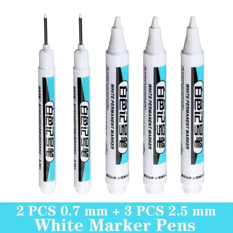 1/3/5 PCS White Paint Markers Pens Oily Waterproof Plastic Large Capacity White Marker School Supplies Stationery 0.7/1.0/2.5mm