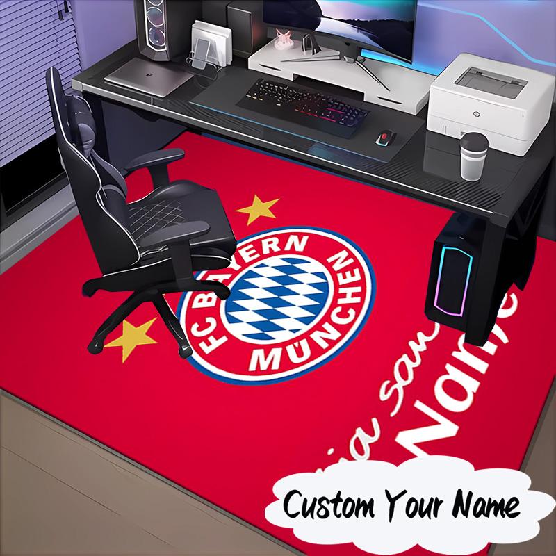 Custom Name Bayern Munich Crest Rug for Living Room, Game Rooms, Office, Bedroom, Floor Mat Playful Design, fan gifts Christmas decor