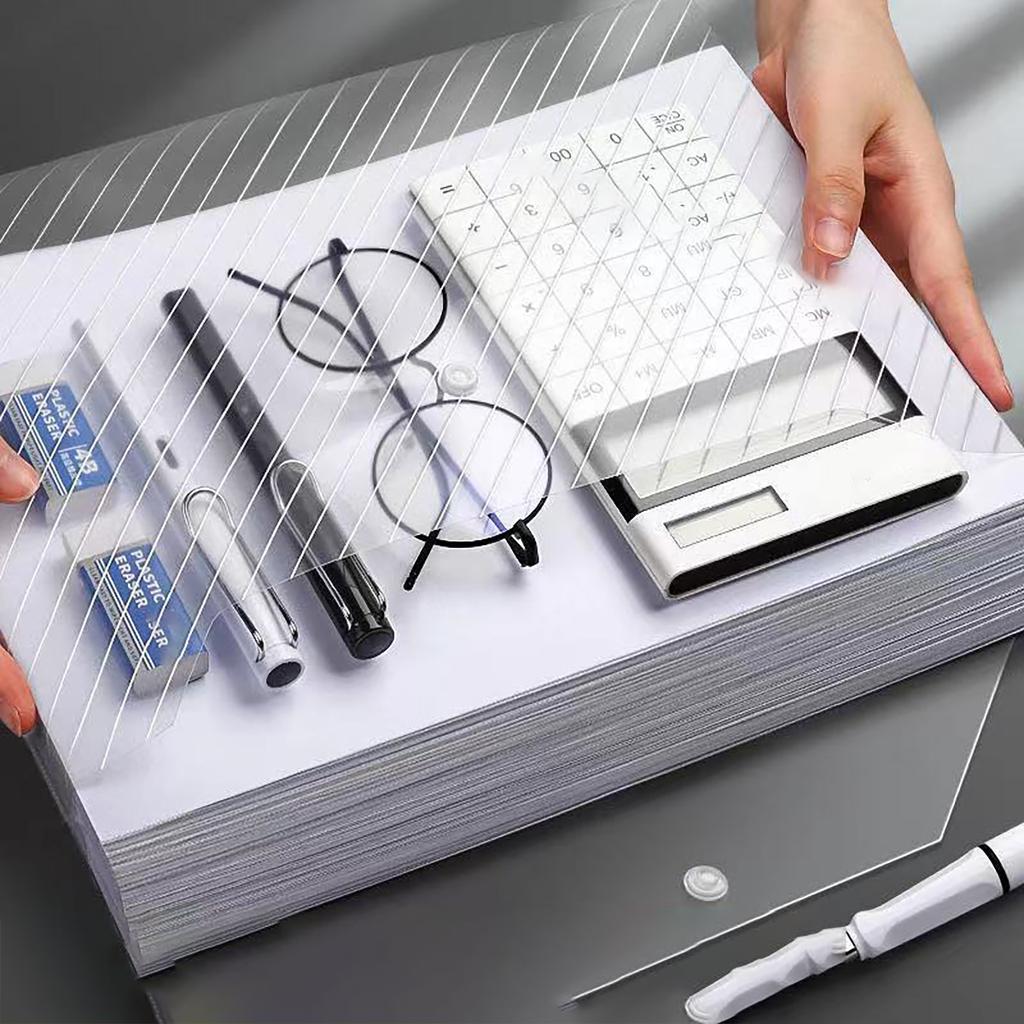 10pcs A4 Transparent Button Type File Bag Students Pocket Folders Waterproof Wholesale Data Files To Install Test Papers Office