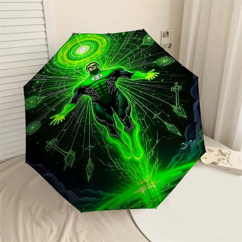 

1pc Green Lantern Automatic Open/Close Umbrella Compact Folding Umbrella with 8-Rib Shaft lightweight esign, for Women/Men1130A