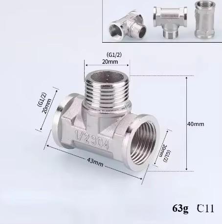 201/304 Stainless Steel 1/2", 3/4" BSP Threaded Plumbing Fittings (Reducing Elbow, Tee, Coupler, Butt Joint) - 1/2" BSP Male-Fem