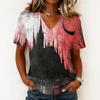 Womens Halloween Print V Neck Pullover Top Short Sleeve Casual Shirt Lightweight Comfortable Fit