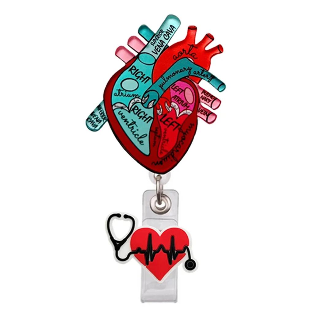 Unisex ID Name Cards Holders Retractable Badge Reel Cartoon Hospital Medical Icons Lovely Nurse Doctor Clip Brooches Keychains
