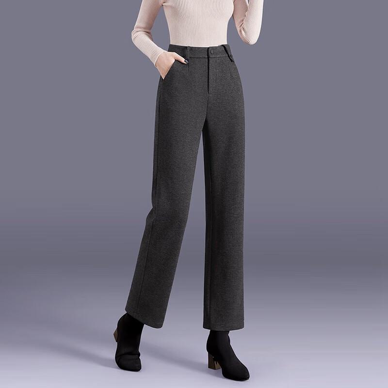 Women's Professional Straight-Leg Wool Blend Trousers