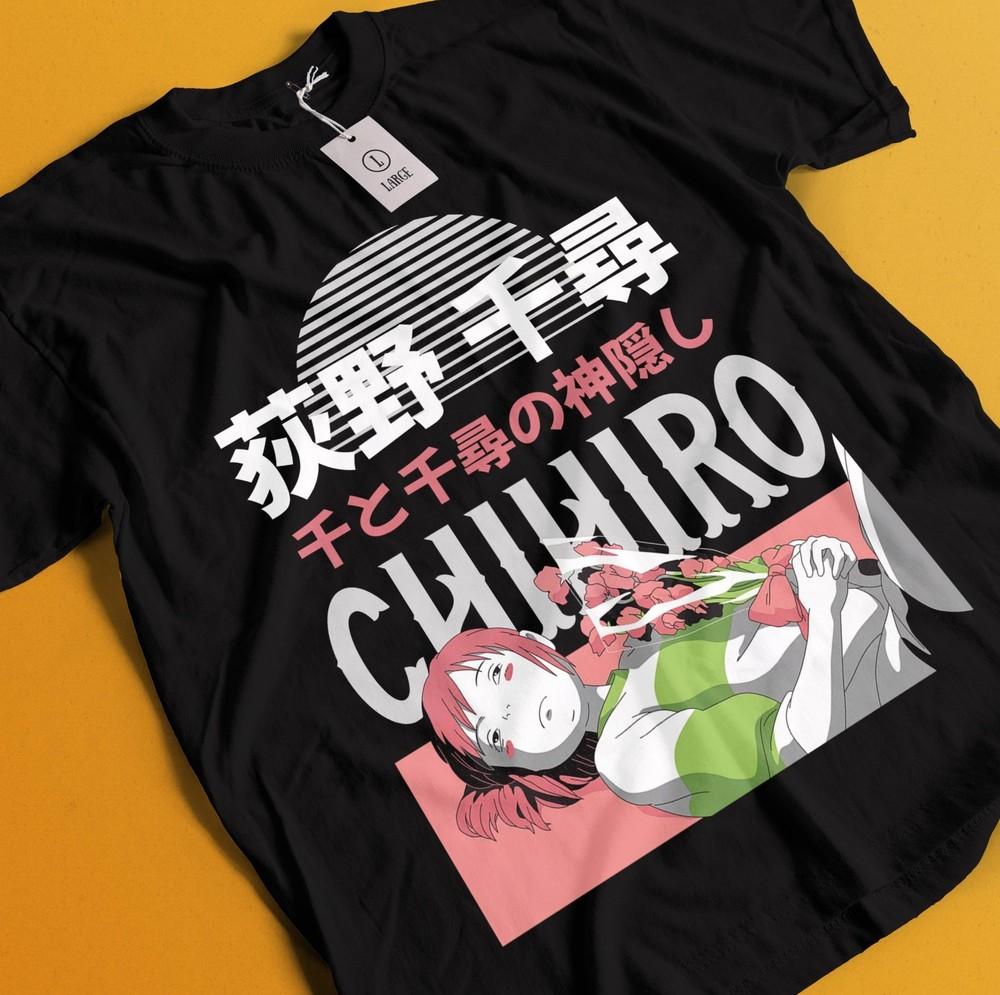 

No-Face Spirited Away T-Shirt Ghibli Chihiro Haku Girl Anime Gift Manga Shirt M