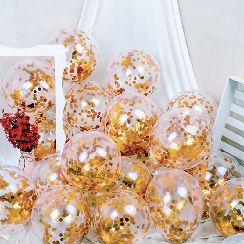 12 Inch Round Sequined Transparent Latex Balloon Birthday Wedding Opening Event Shopping Mall Decoration Party Decoration Supplies
