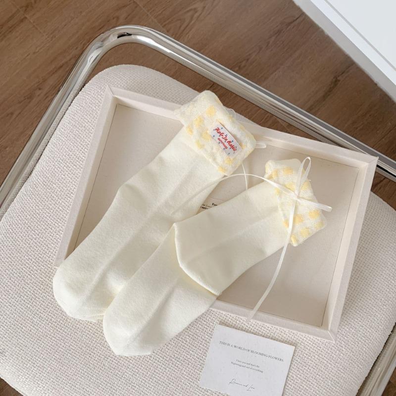 

Женские весенне-летние носки с бантом, кружевом, милые, носки-гольфы 1 pair жёлтый